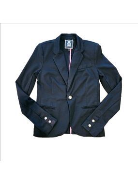 JUICY COUTURE WOMEN'S BLACK ONE GOLD LOGO BUTTON CLOSURE CHIC BLAZER SIZE XS